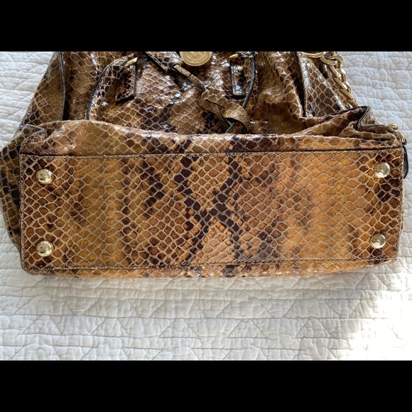 Michael Kors “Hamilton” Snake Embossed Sand Brown Tote - Picture 4 of 5
